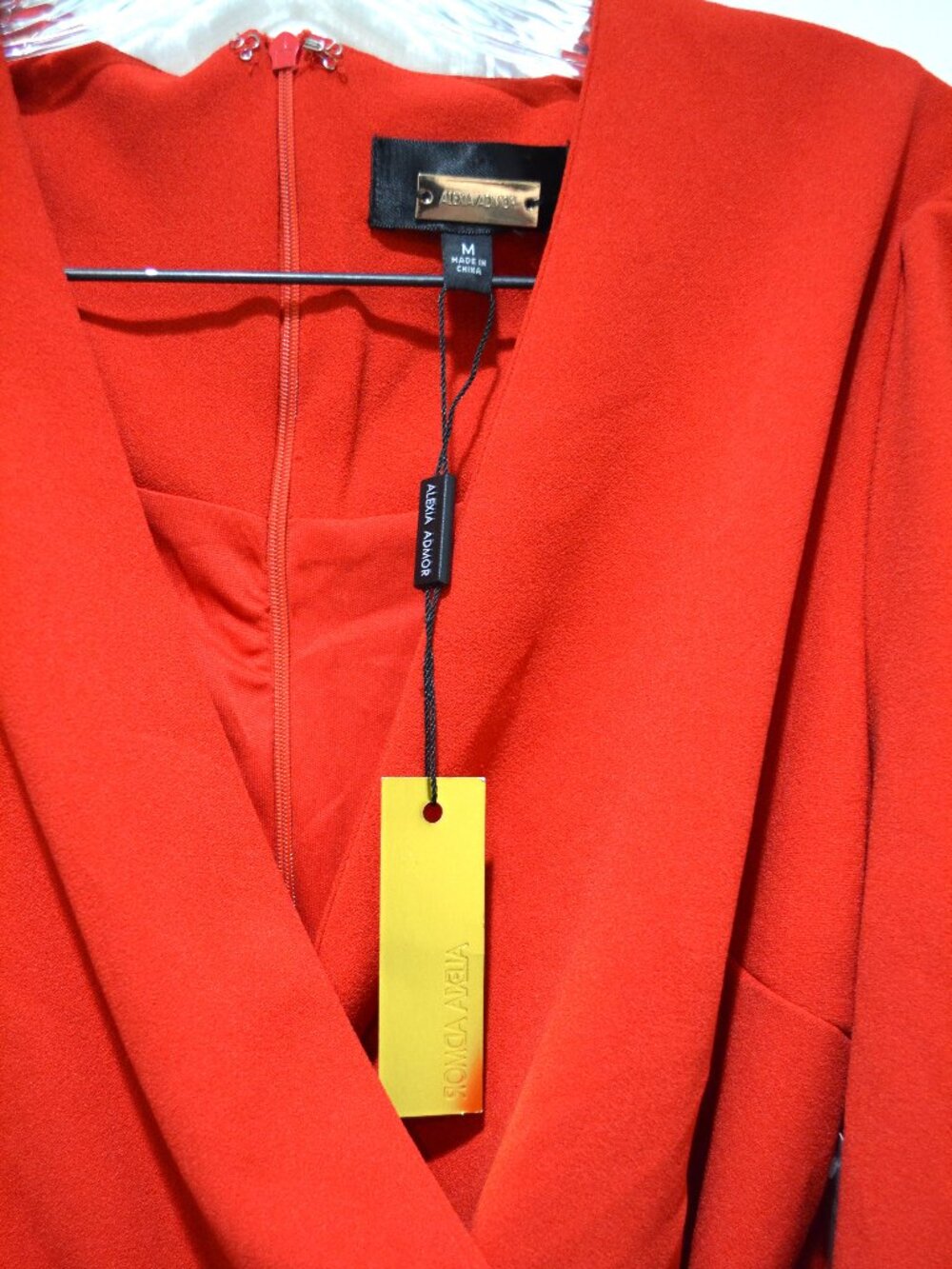 NWT Alexia Admor Beautiful Red Faux Wrap Dress with Waist Sash, Size Medium - Picture 5 of 12